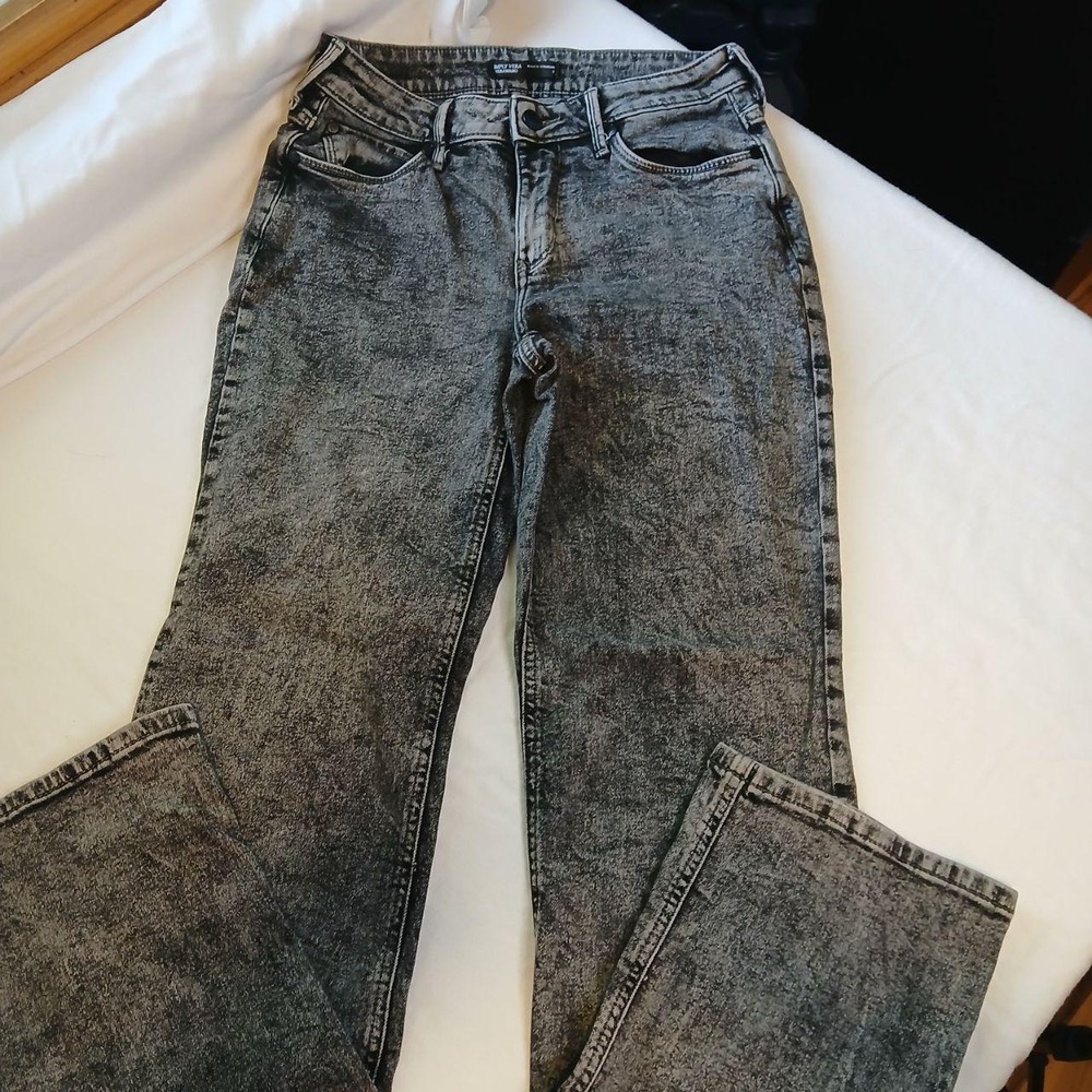 Simply Vera Vera Wang Womens Relaxed Straight Jeans Black Gray Acid Wash Size 2